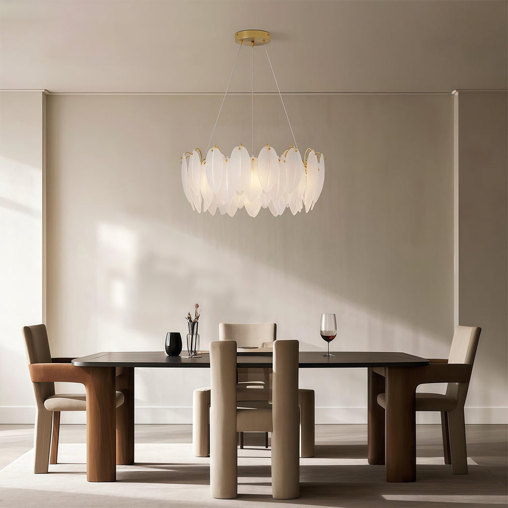 Modern Luxury Feather Glass Chandelier Ceiling Light