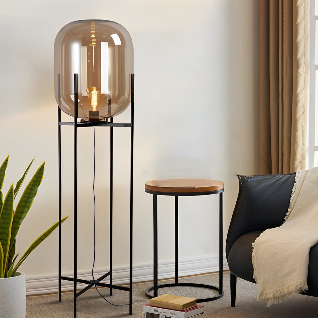 Bubble Glass Floor Lamp Industrial Rods Lighting