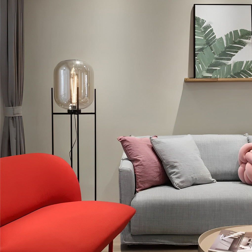Bubble Glass Floor Lamp Industrial Rods Lighting