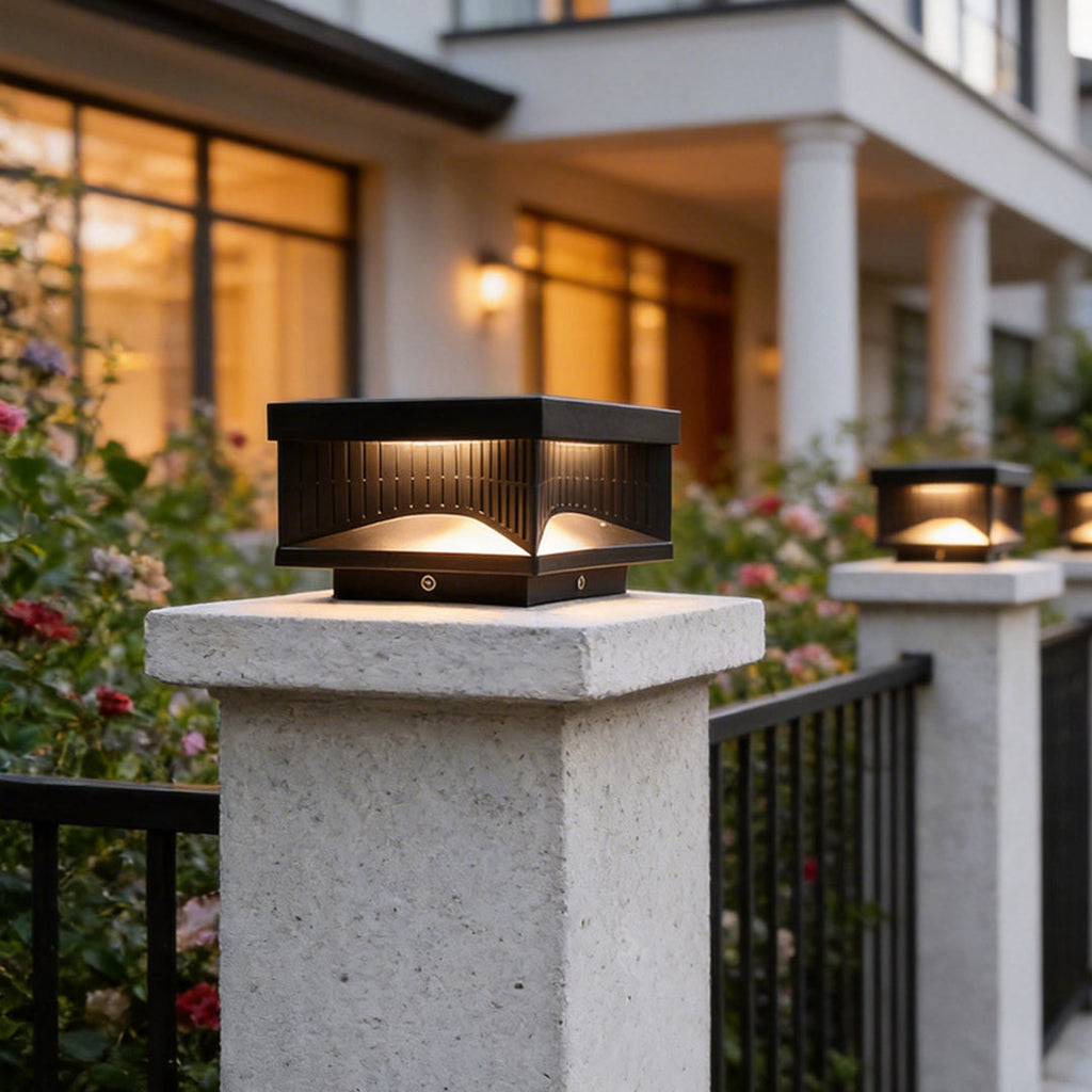 Square Outdoor Pillar Lights - Decorative LED Stripe Lighting