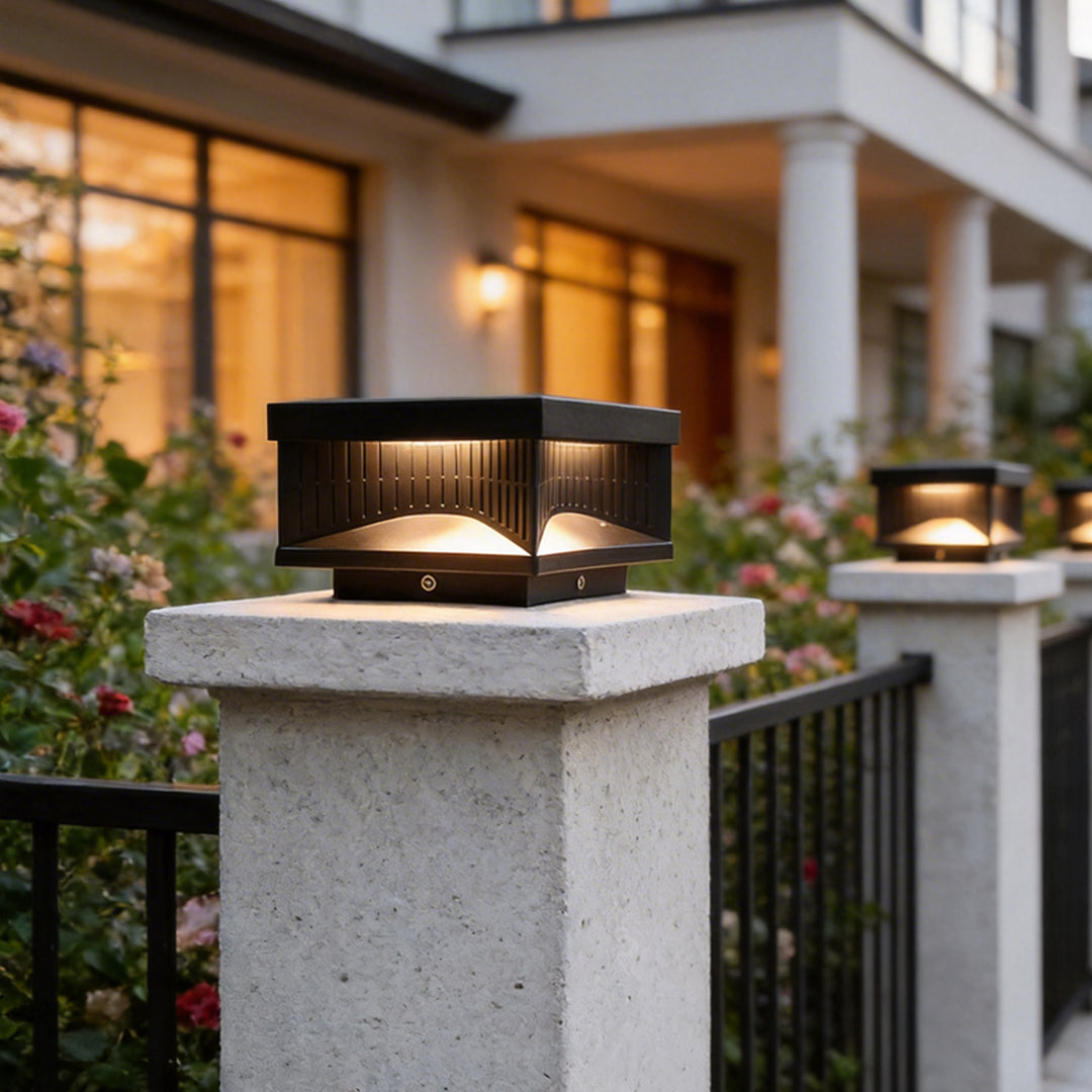 Square Outdoor Pillar Lights - Decorative LED Stripe Lighting