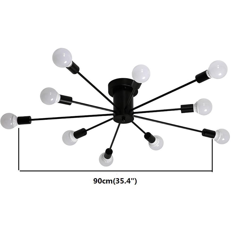Metal Large Flush Mount Ceiling Light with 10 LED Incandescent Bulbs