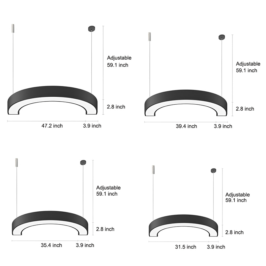2-PCS C Shape Pendant Light Minimalist Arc Linear Lighting