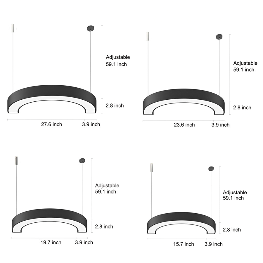 2-PCS C Shape Pendant Light - Minimalist Arc Linear Commercial Lighting