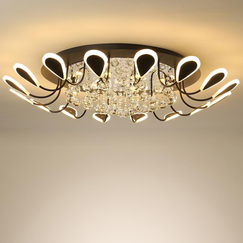 Flower-Shaped Dimmable LED Crystal Ceiling Light - Modern Flush Mount Fixture