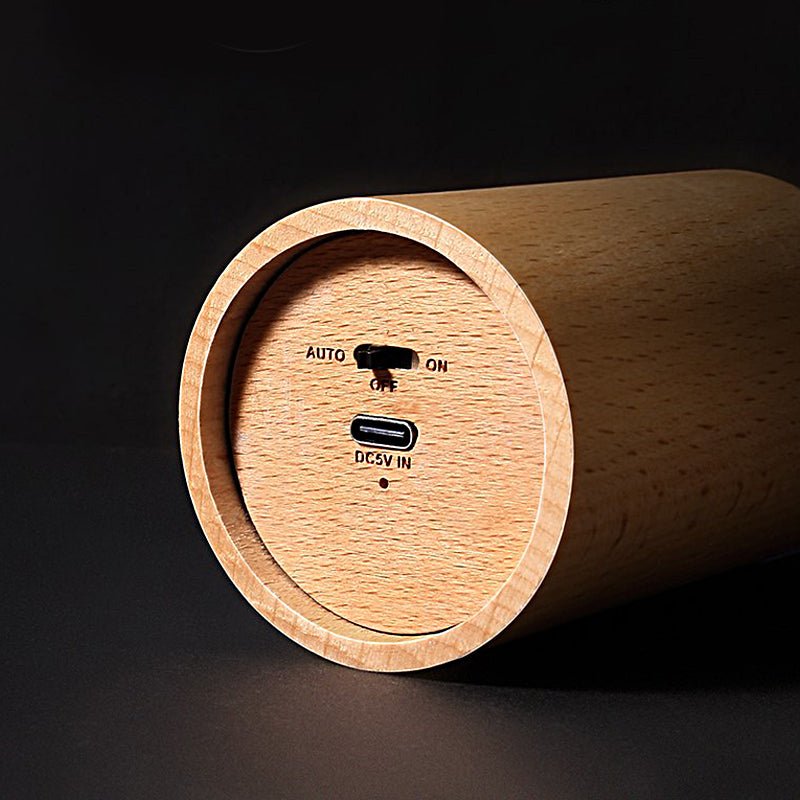 Candlelight Wood Cylinder LED Table Lamp - Ambient Accent Lighting for Home decor