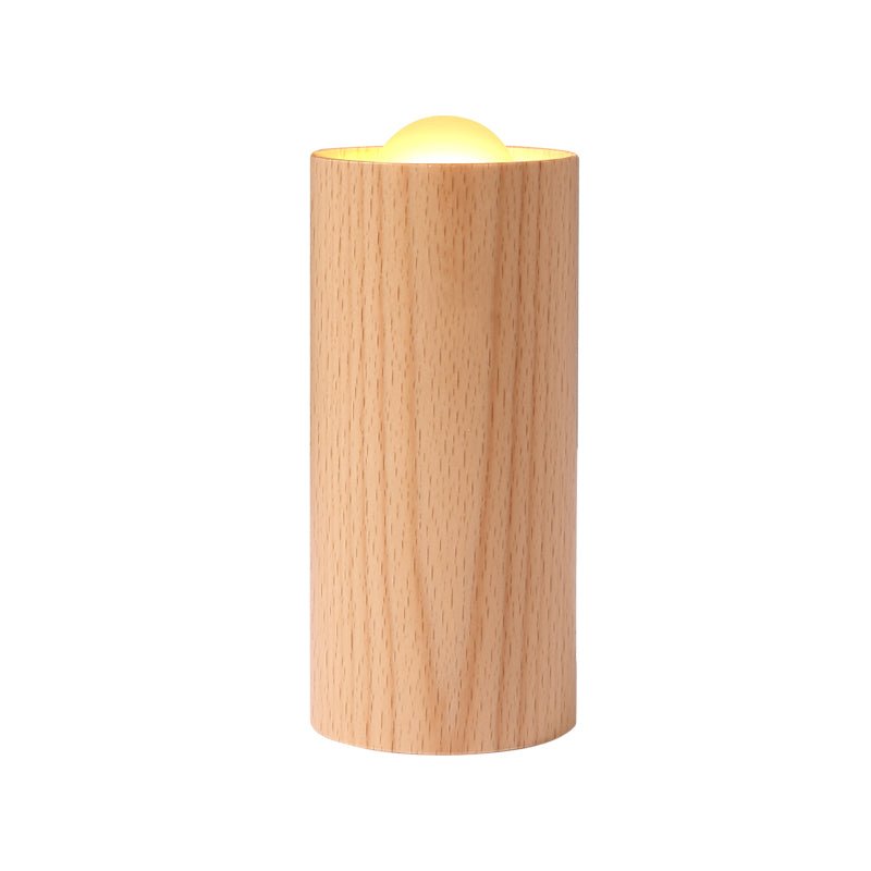 Candlelight Wood Cylinder LED Table Lamp - Ambient Accent Lighting for Home decor