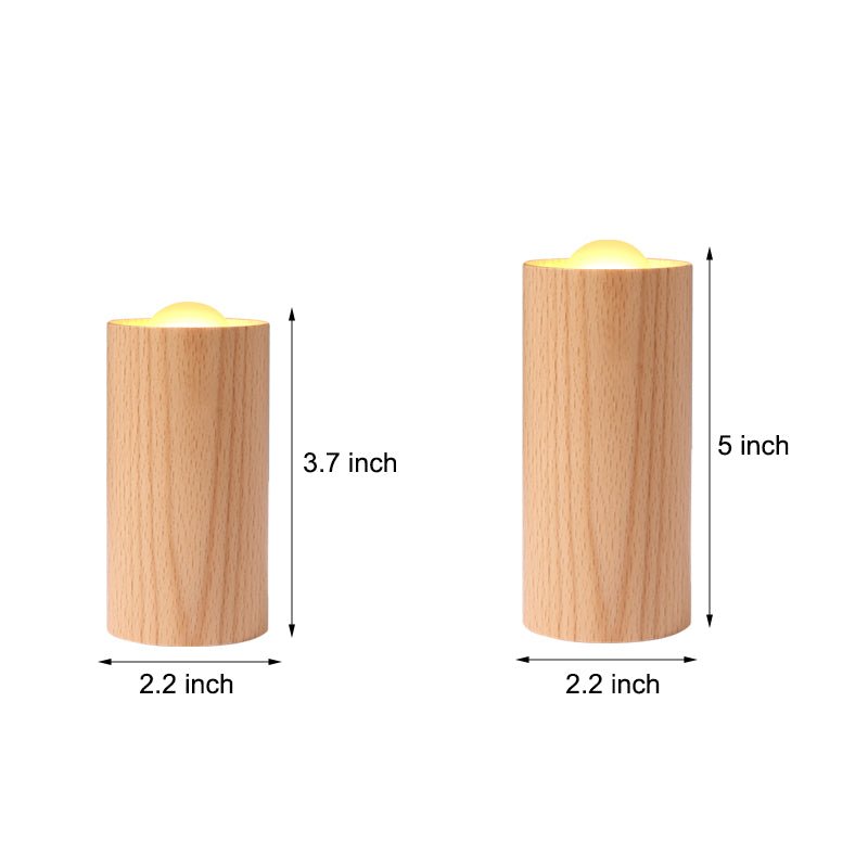 Candlelight Wood Cylinder LED Table Lamp - Ambient Accent Lighting for Home decor