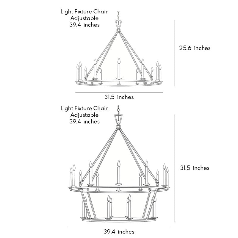 Chandelier Candle Style Metal Ceiling Light - American Retro Design
