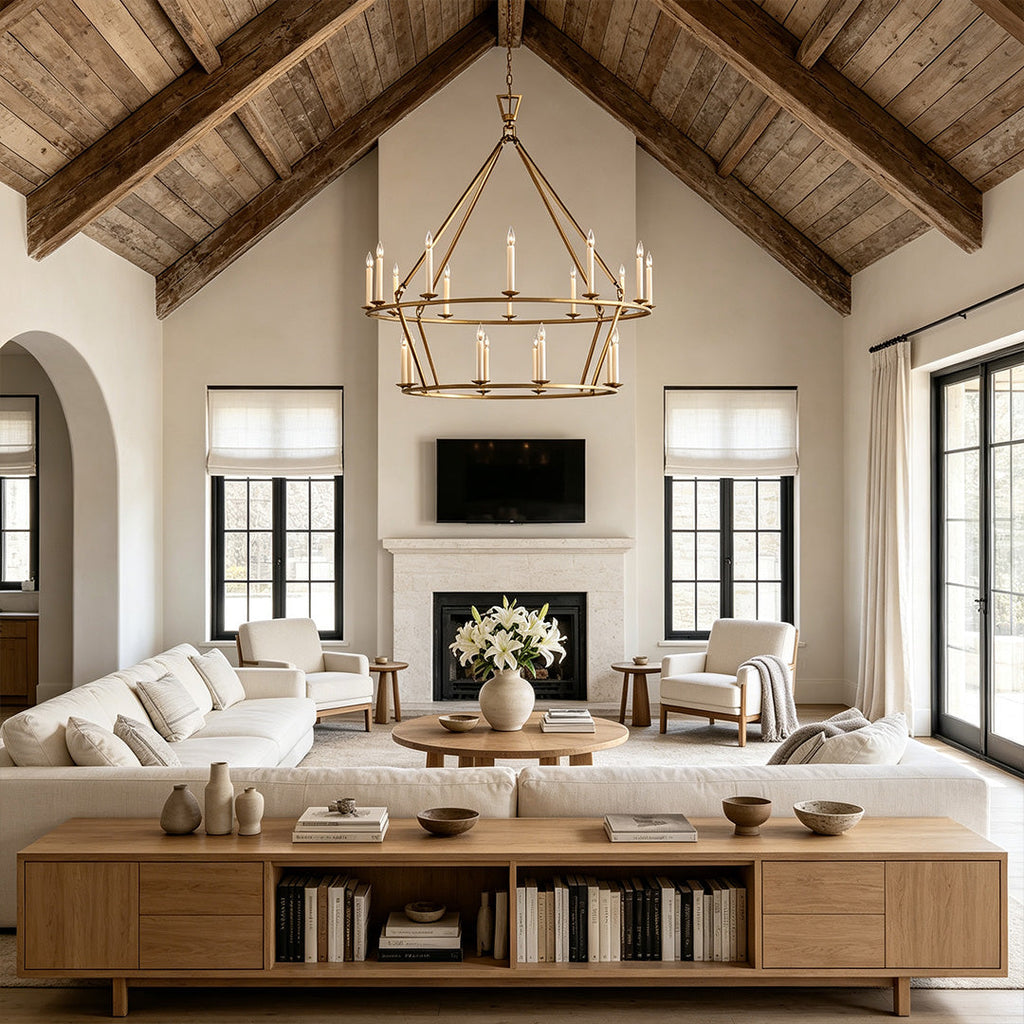 Chandelier Candle Style Metal Ceiling Light - American Retro Design