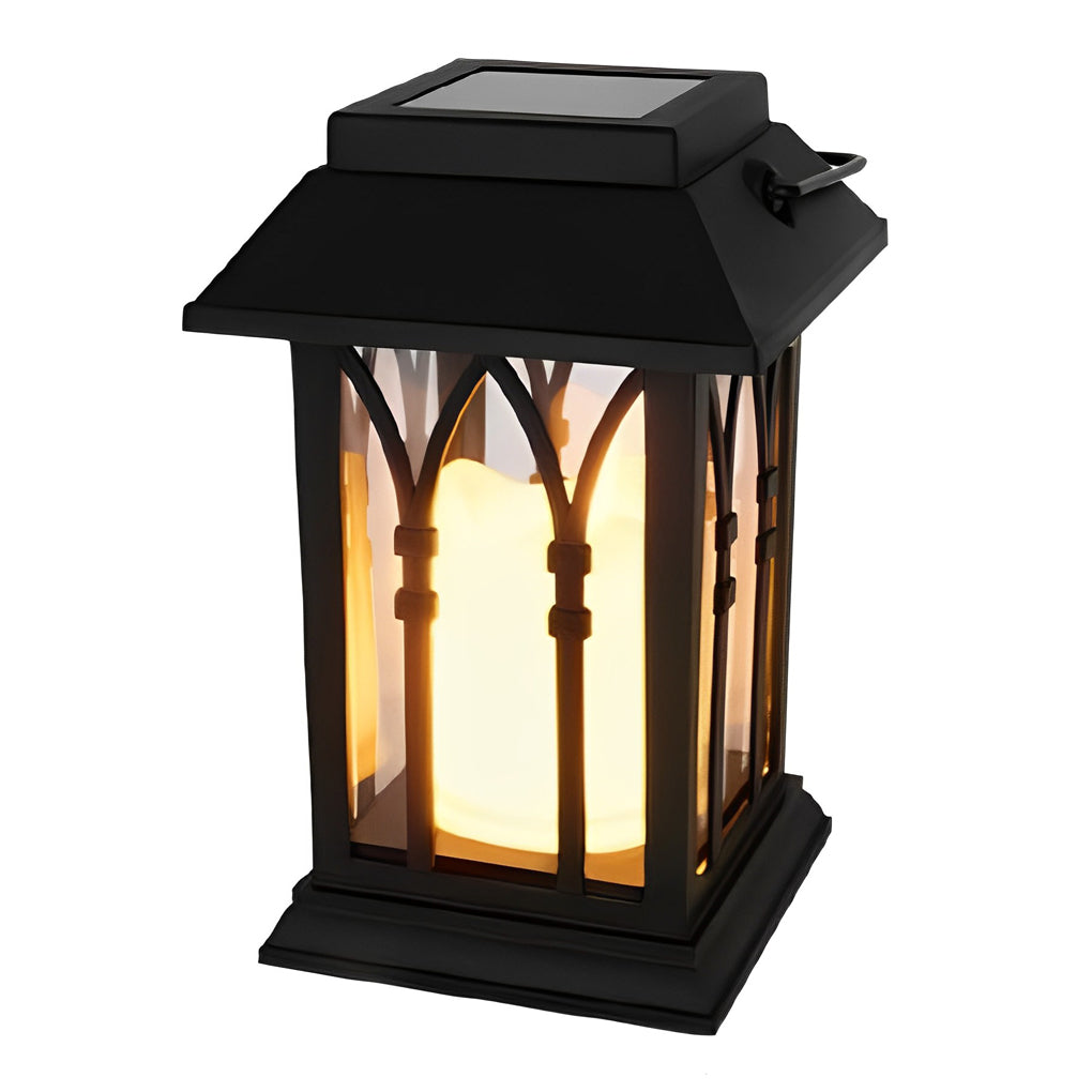 Candlestick Lantern Portable LED Solar Outdoor Lamp Black