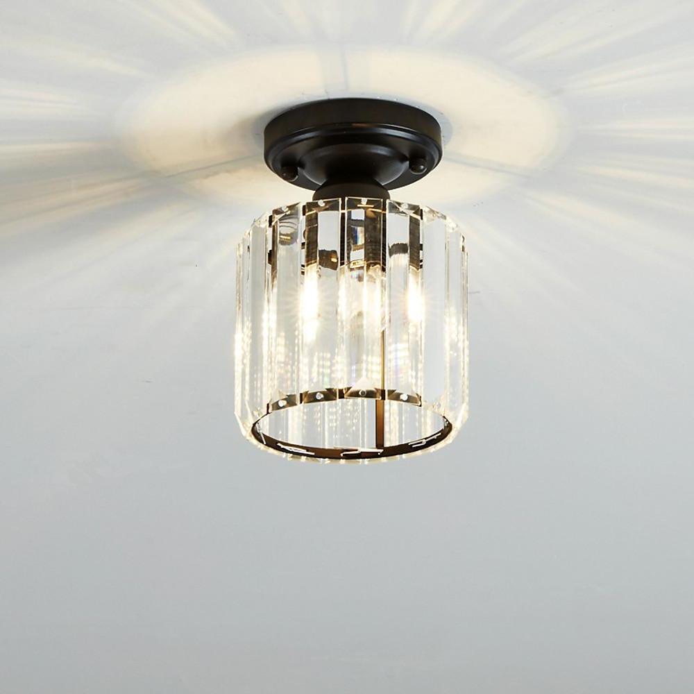 Crystal Foyer Semi Flush Mount Lighting - Modern Ceiling Lights for Entryway, Hallway, and Living Room