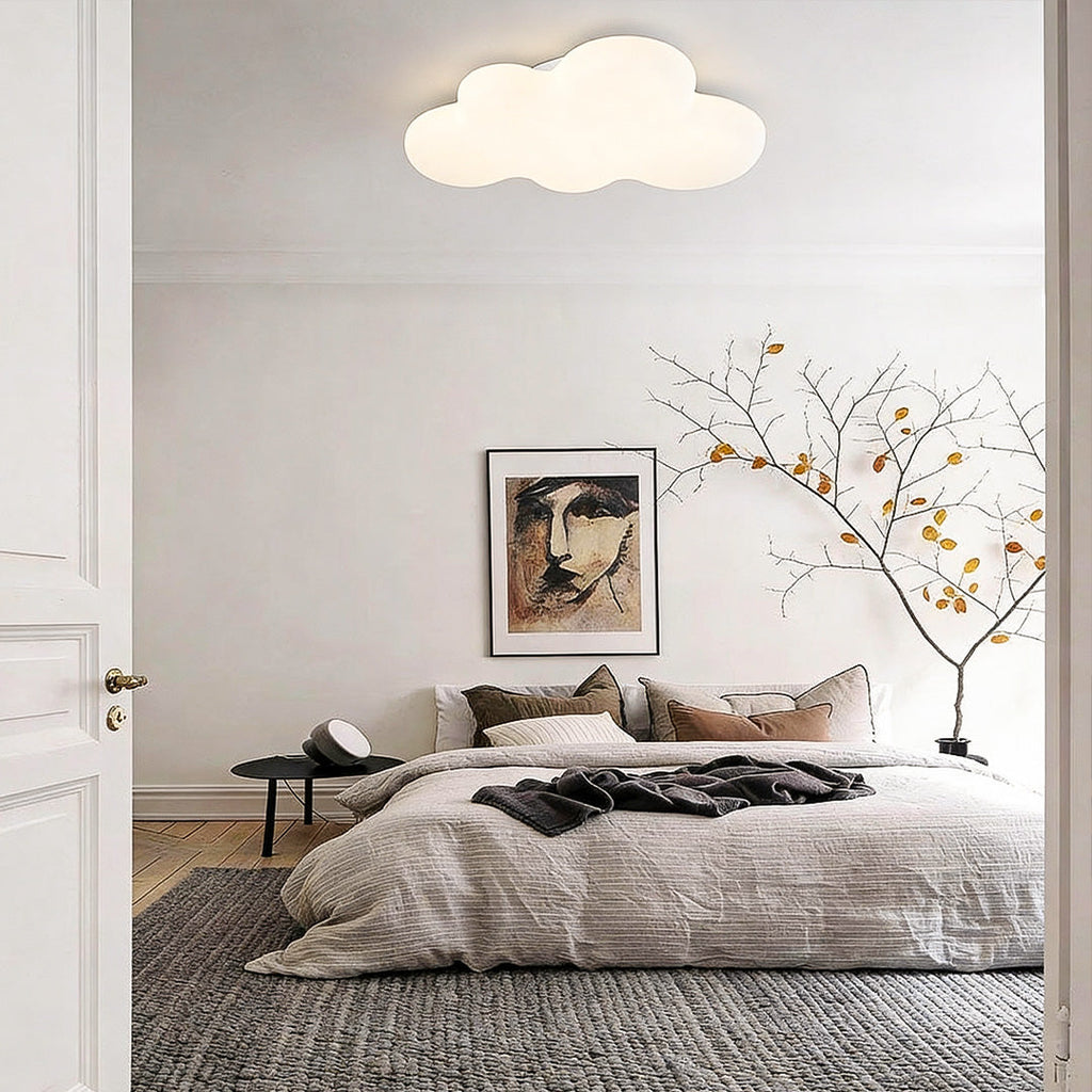 Ceiling Cloud Light Modern Off-White LED Flush Mount Fixture