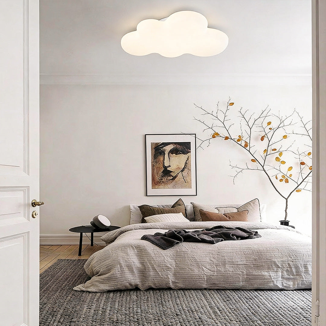 Ceiling Cloud Light Modern Off-White LED Flush Mount Fixture