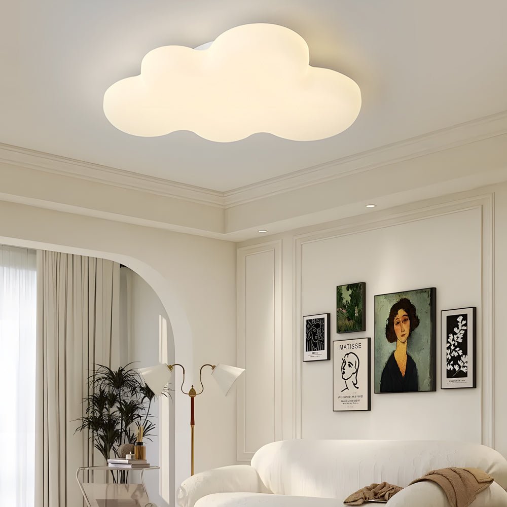 Ceiling Cloud Light Modern Off-White LED Flush Mount Fixture