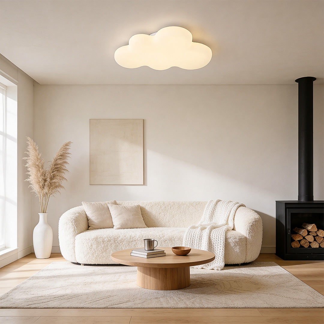 Ceiling Cloud Light Modern Off-White LED Flush Mount Fixture