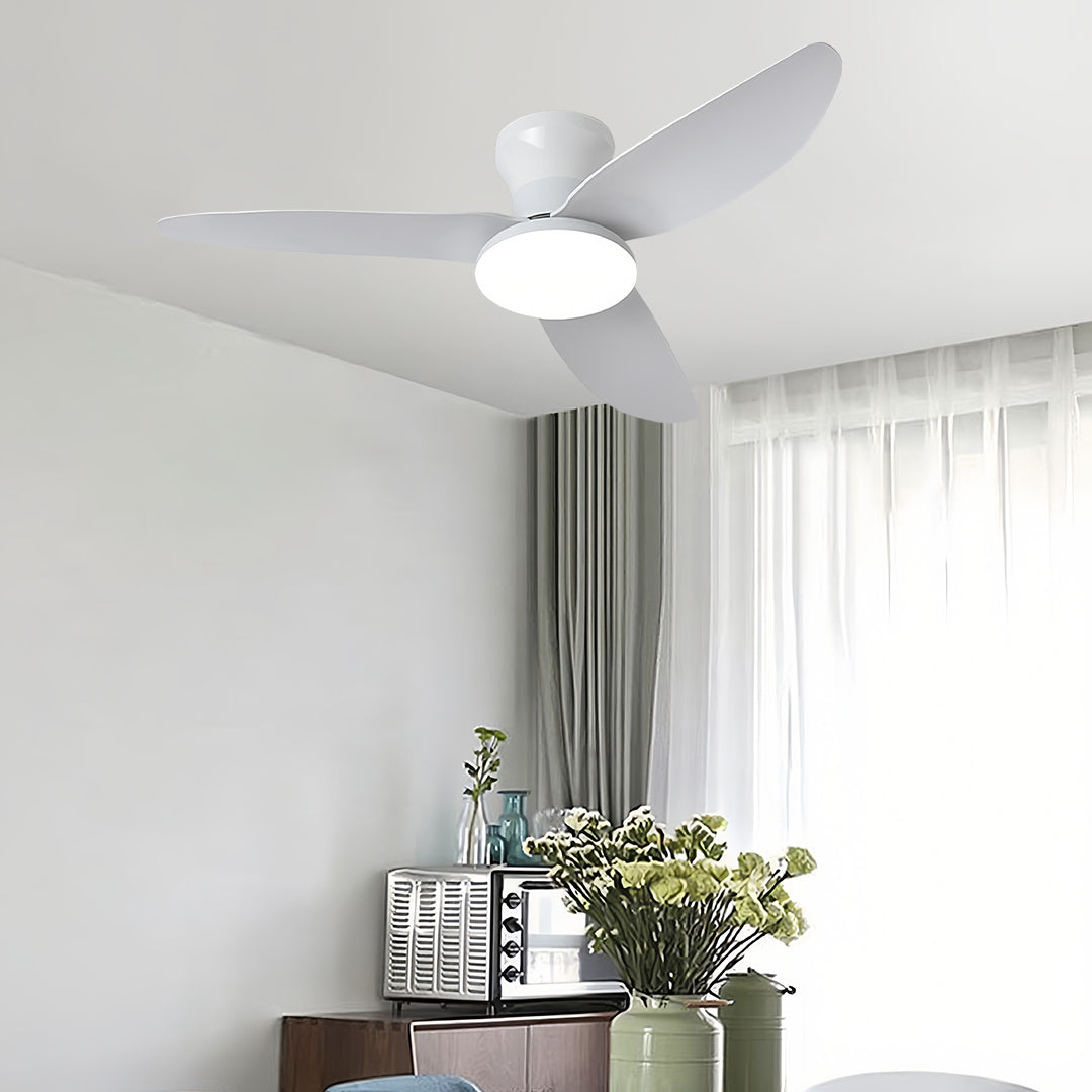 Modern 3-Blade Ceiling Fan with Remote and Dimmer Light, Quiet Operation
