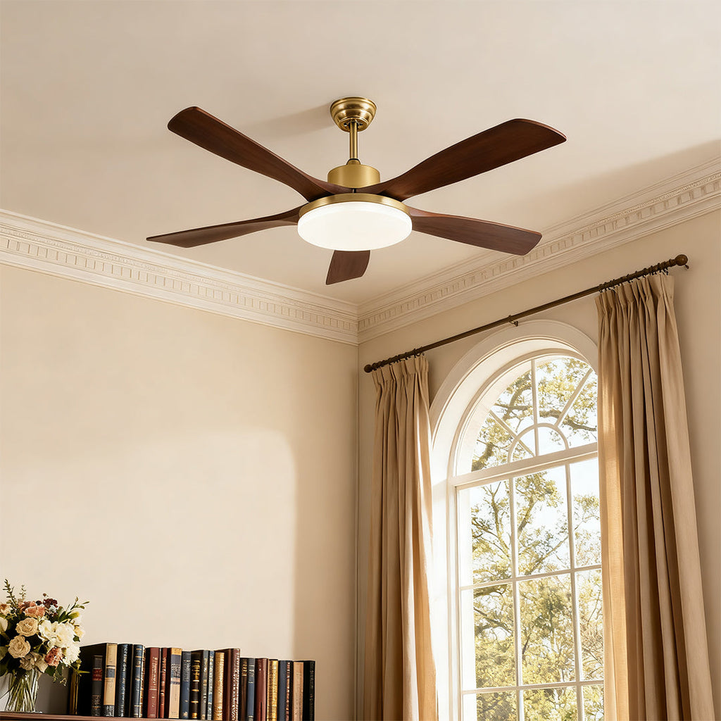 Ceiling Fan with Light Remote Control - Wooden 3-Blade Lamp