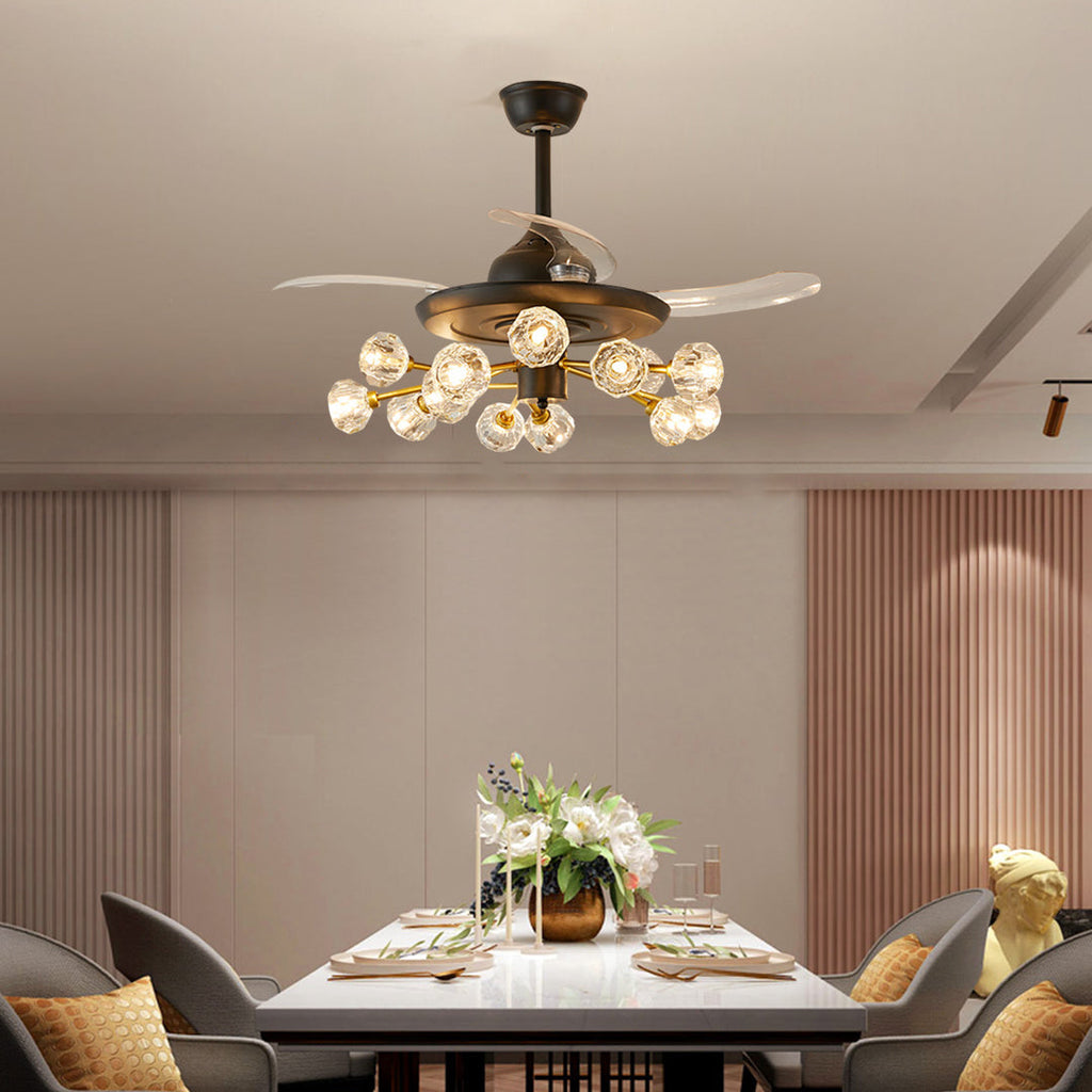 Nordic Crystal Invisible Ceiling Fan with Multiple Lights