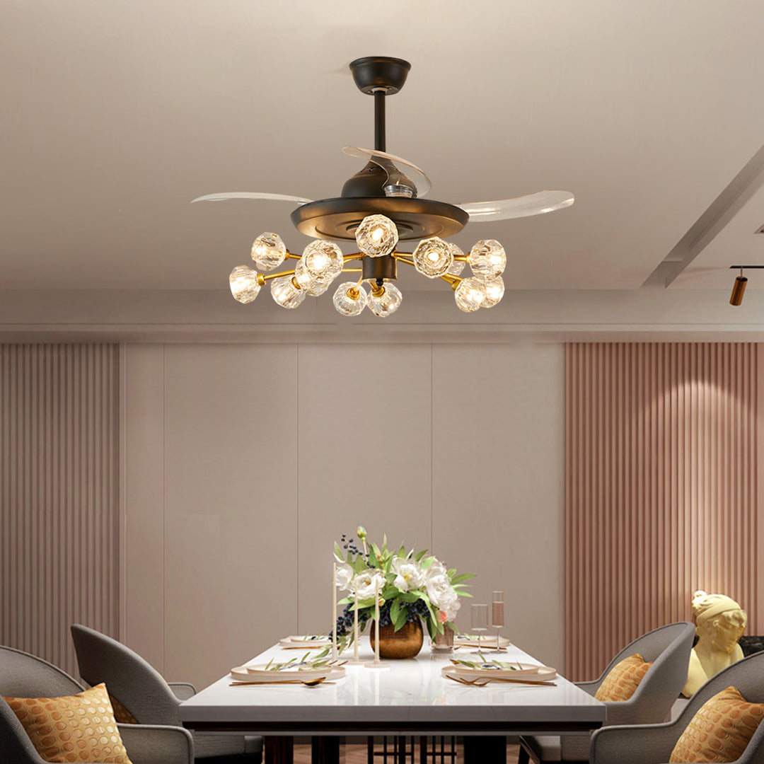 Nordic Crystal Invisible Ceiling Fan with Multiple Lights