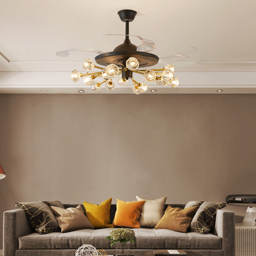 Nordic Crystal Invisible Ceiling Fan with Multiple Lights