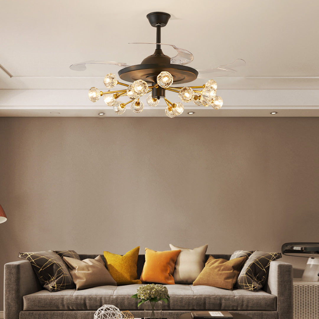 Nordic Crystal Invisible Ceiling Fan with Multiple Lights