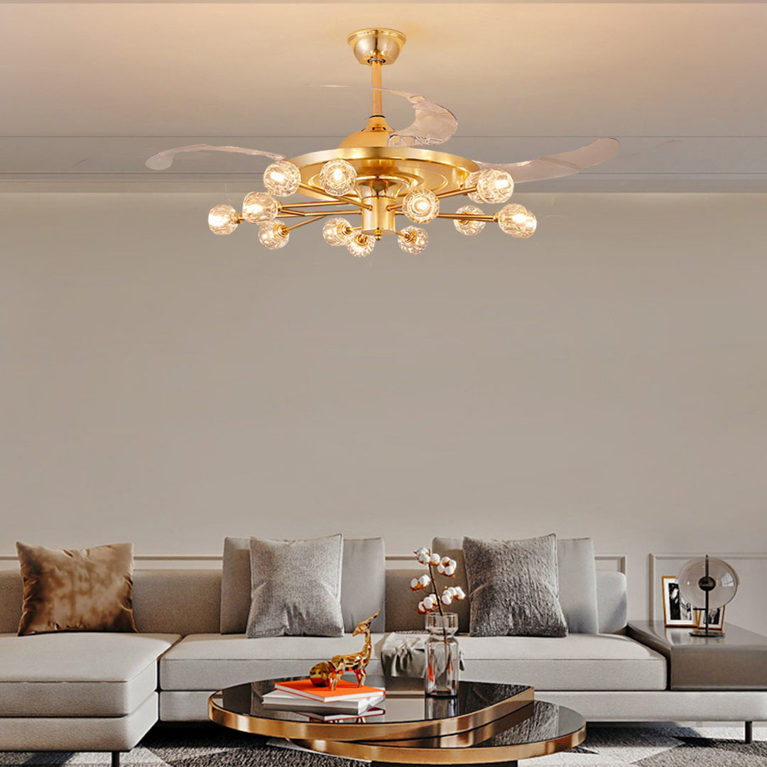 Nordic Crystal Invisible Ceiling Fan with Multiple Lights