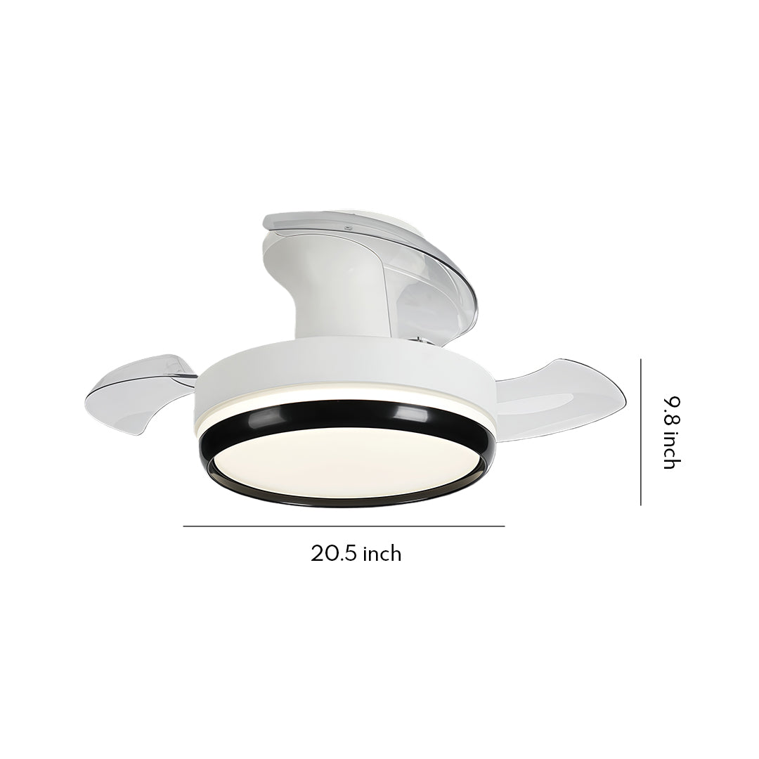 Ceiling Fan with Remote Control - Minimalist LED Light and Dimming 3-Blade Design