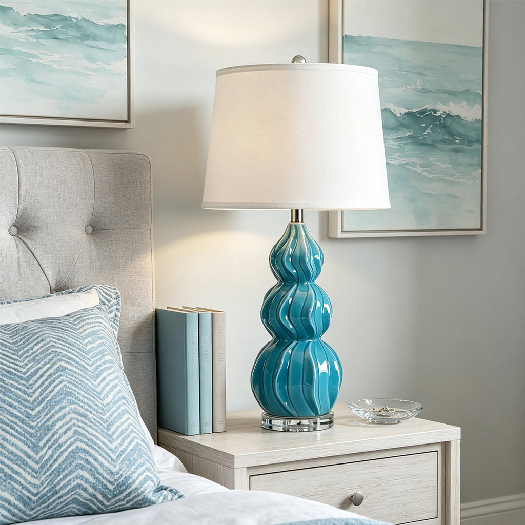 Gourd Ceramic Table Lamp – American Minimalist Accent Light for Home Decor