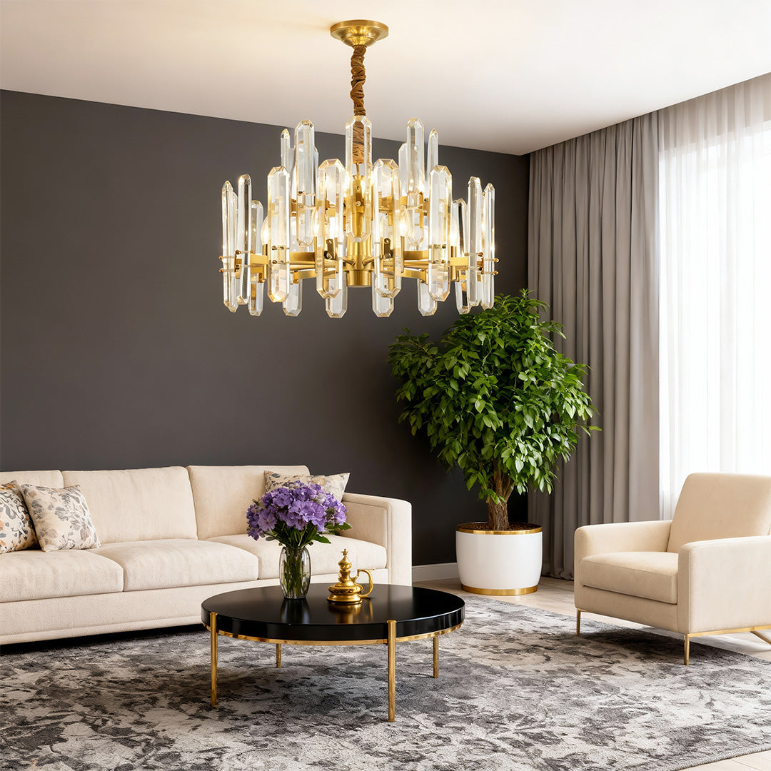Brass Modern Luxury Glass Chandelier Ceiling Light