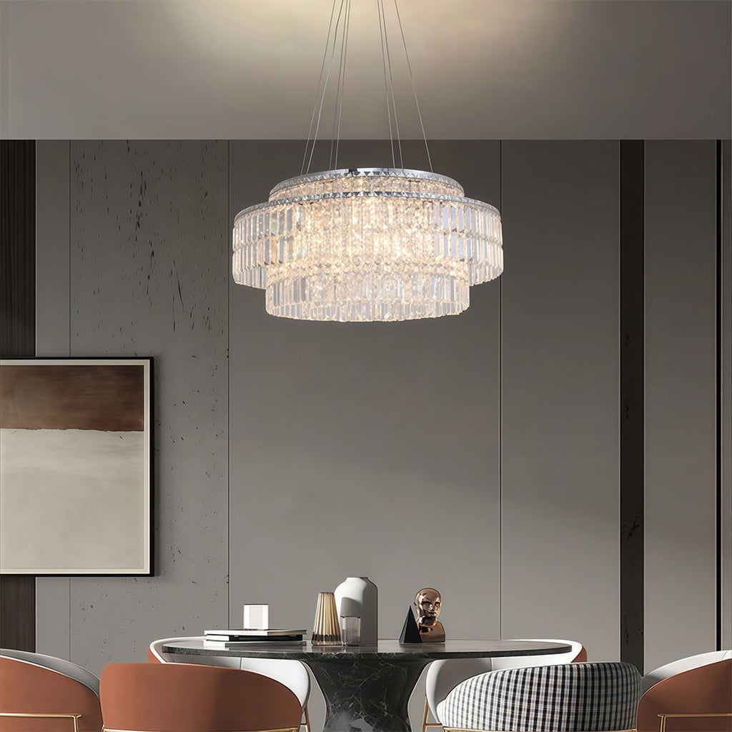 Minimalist Round Crystal Adjustable Chandelier Ceiling Light