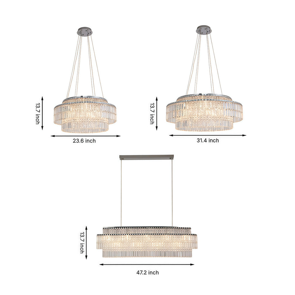 Minimalist Round Crystal Adjustable Chandelier Ceiling Light