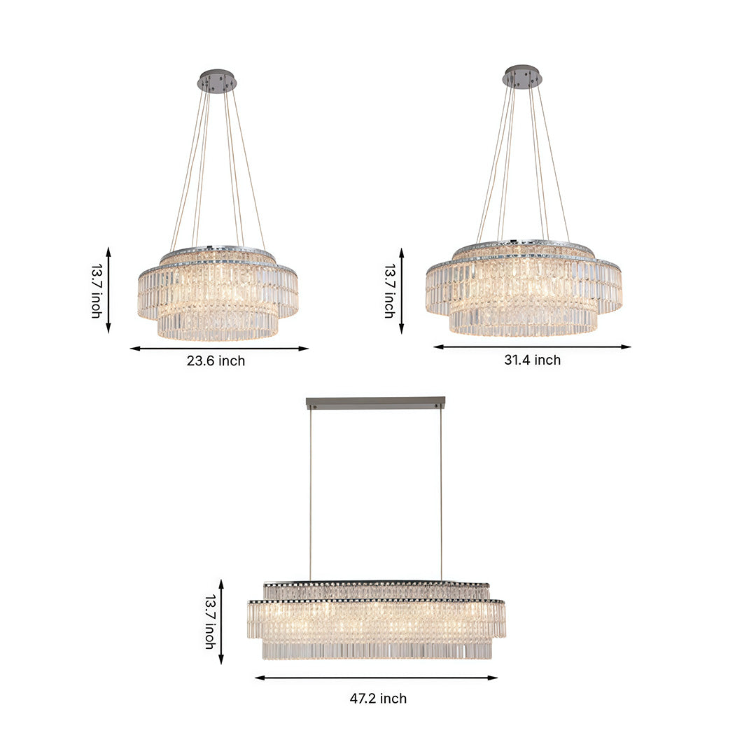 Minimalist Round Crystal Adjustable Chandelier Ceiling Light