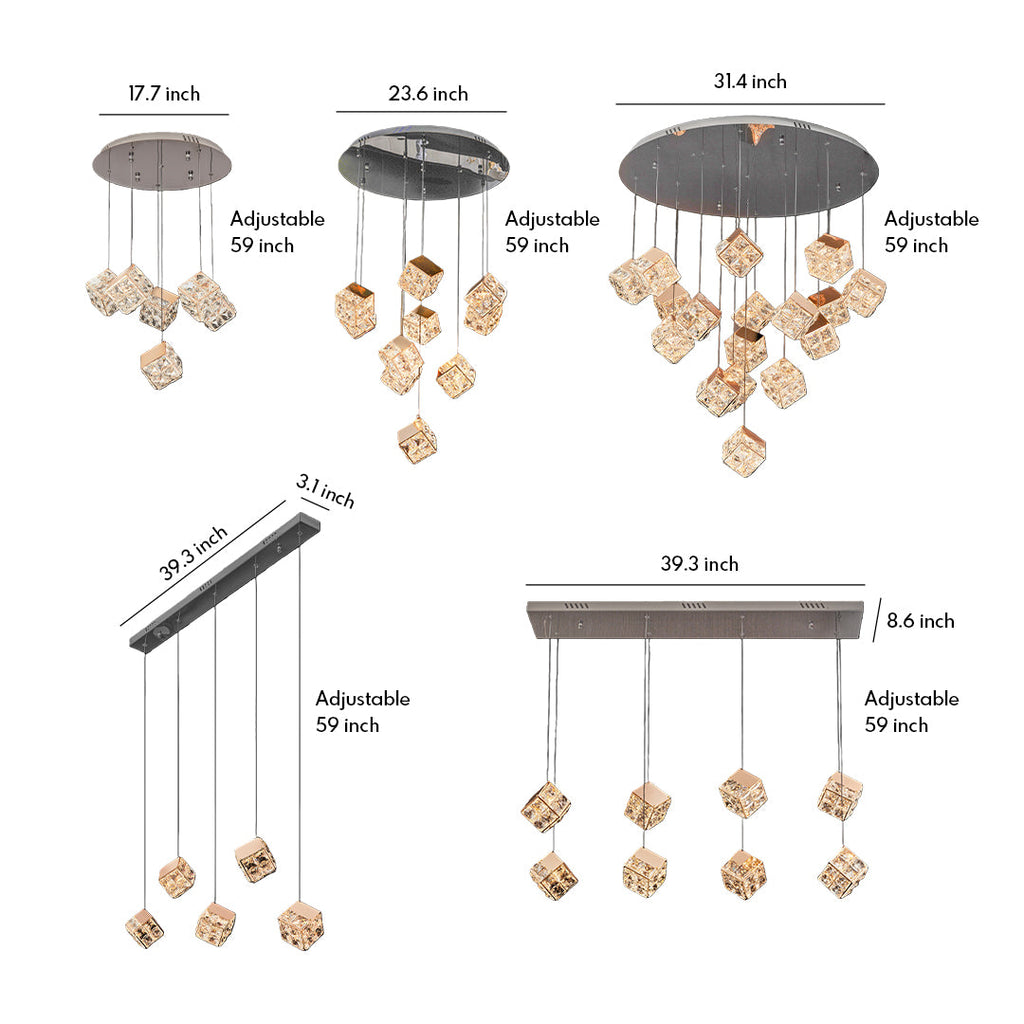 Luxury Crystal Chandelier Rubik's Cube Ceiling Light