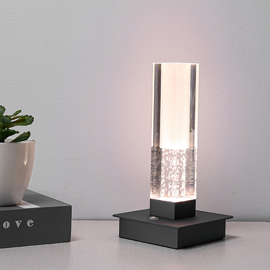 Cordless Bubble Modern Dimmable LED Square Table Lamp - Stylish Nightstand Lighting
