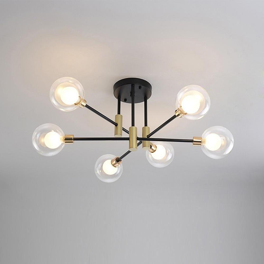 Modern Metal Glass Sputnik LED Ceiling Light for Bedroom
