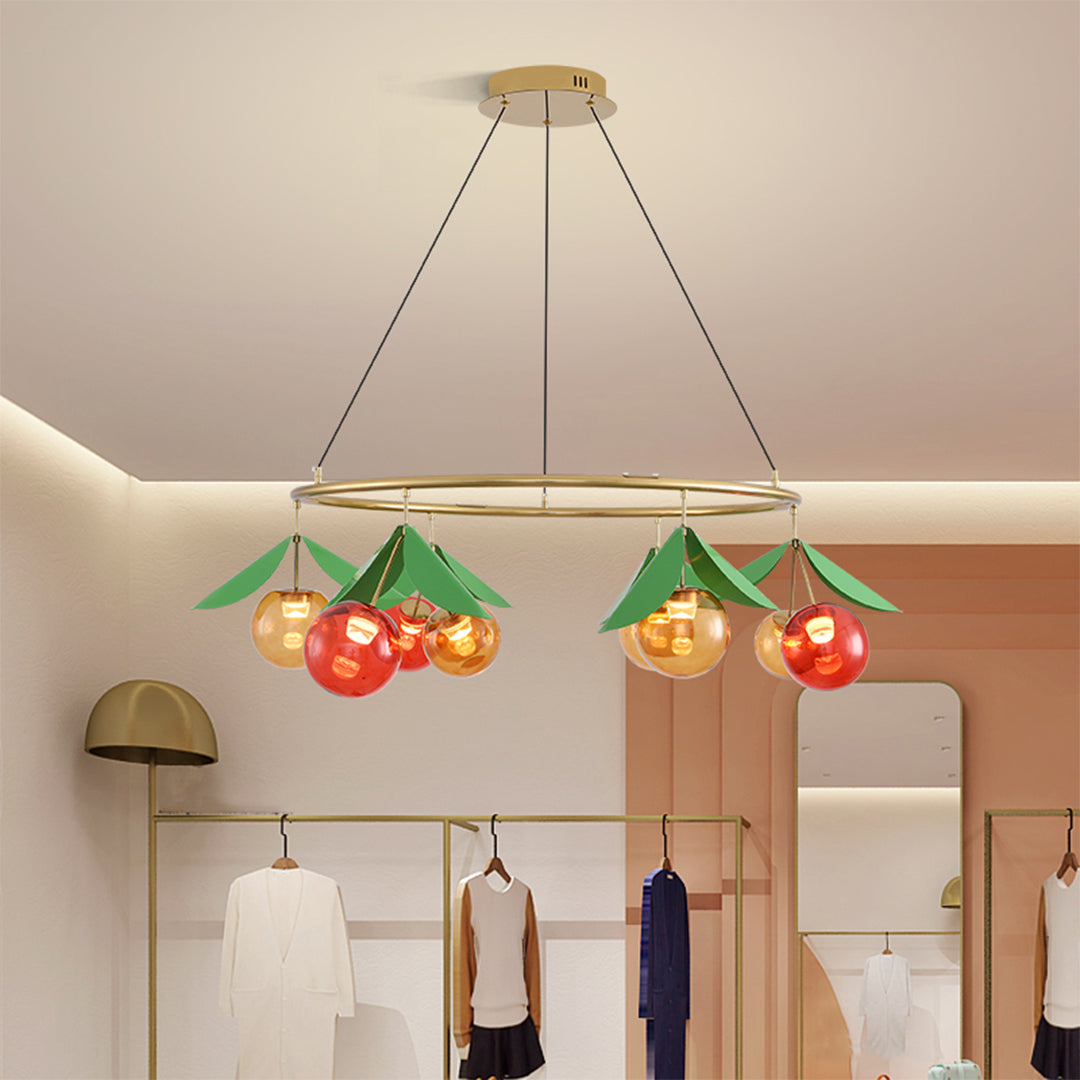Glass Bulb Chandelier Nordic Cherry LED Art Decor