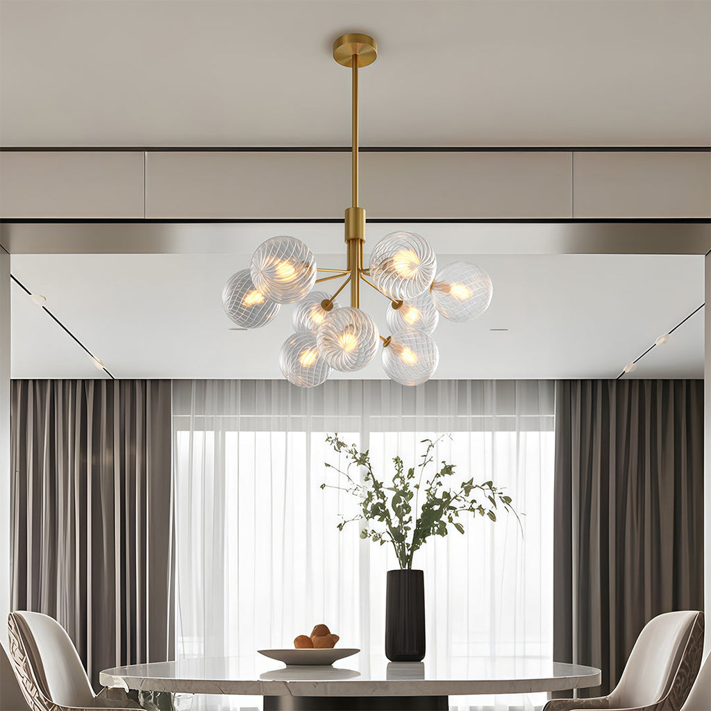 Luxury Copper Glass Ball Chandelier Modern Ceiling Light