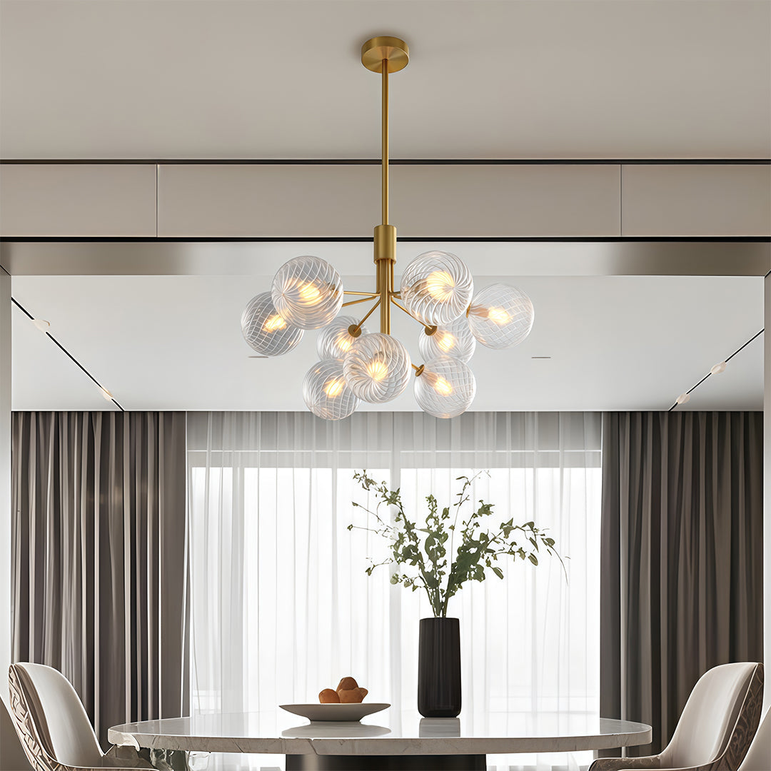 Luxury Copper Glass Ball Chandelier Modern Ceiling Light
