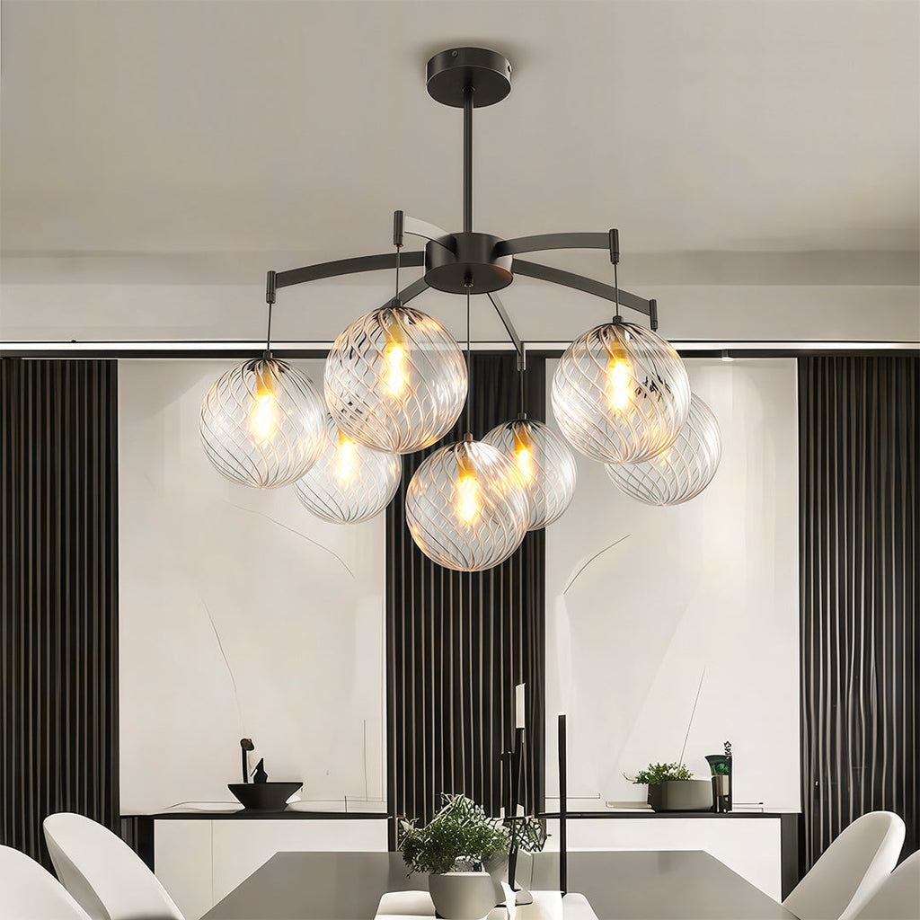 Modern Glass Ball Chandelier - Full Copper Ceiling Light