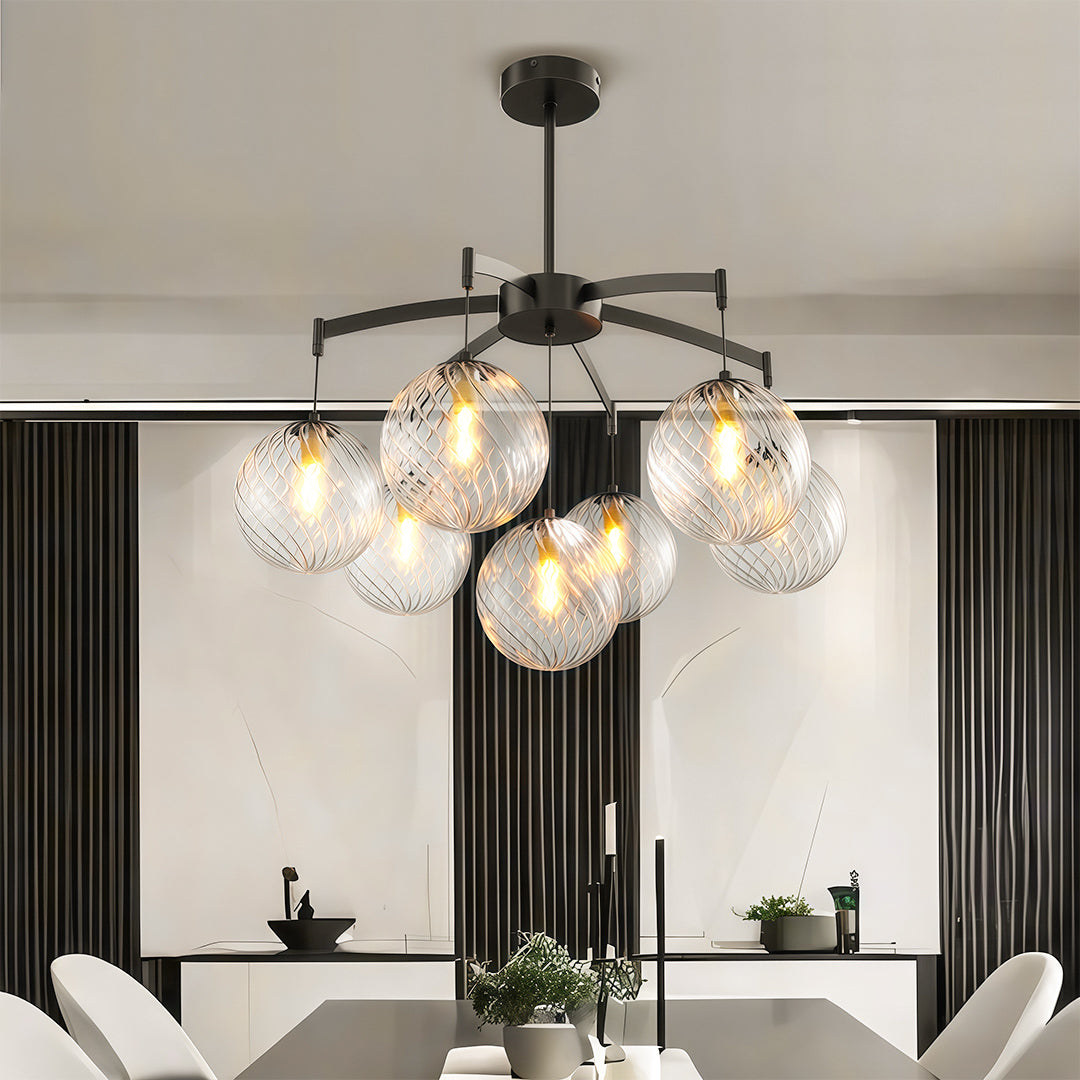 Modern Glass Ball Chandelier - Full Copper Ceiling Light