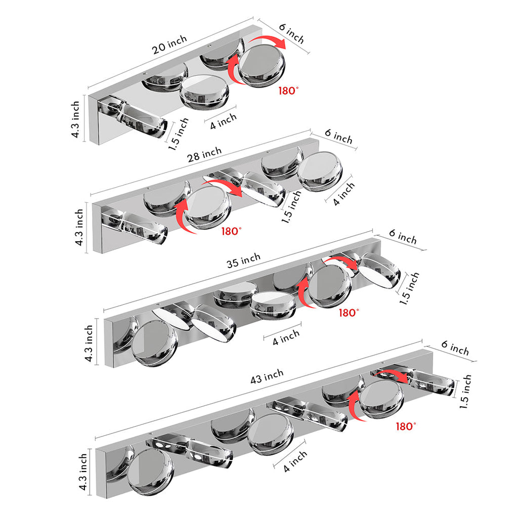Chrome Bathroom Vanity Light Luxury Minimalist Aluminum Mirror Light Modern Fixtures LED Lighting for Home Decor Stylish Wall Sconce Bright Illumination Contemporary Design Adjustable Anti-Rust High-Quality Finish Energy-Efficient Bathroom Lighting Elegan