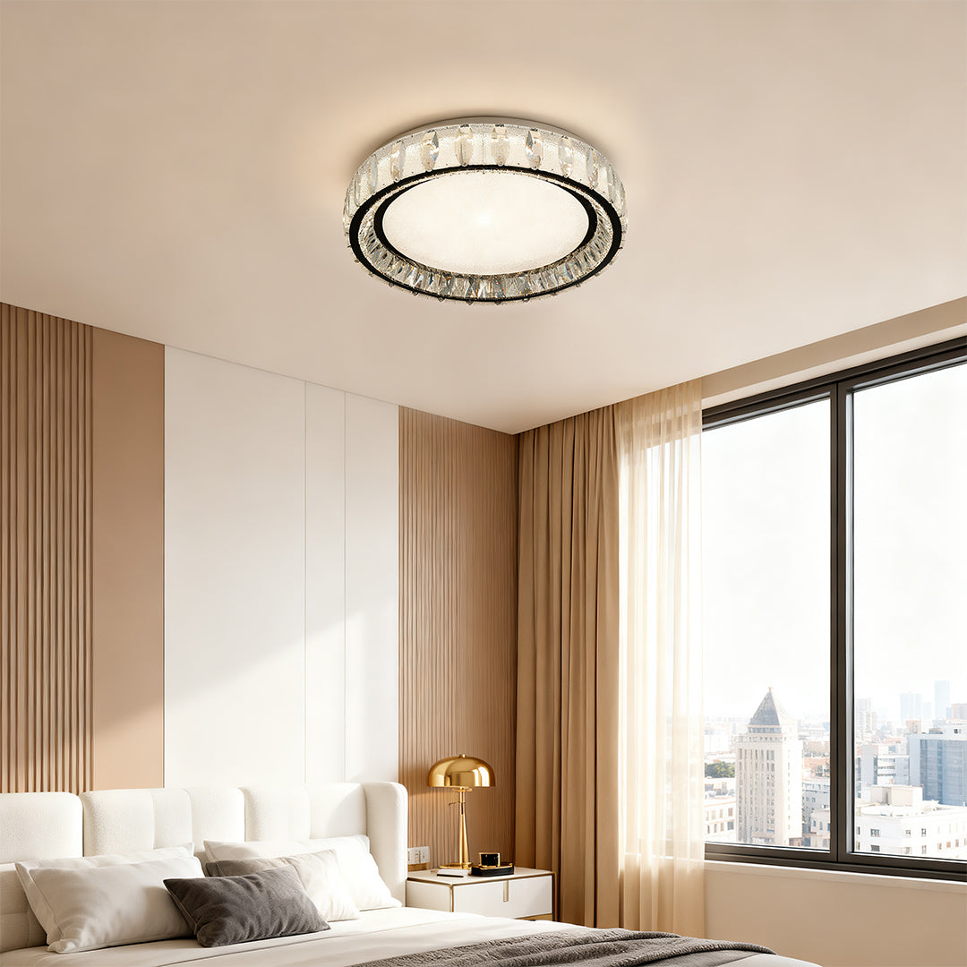 Chrome Flush Mount Light - Luxury Crystal Lighting for Home