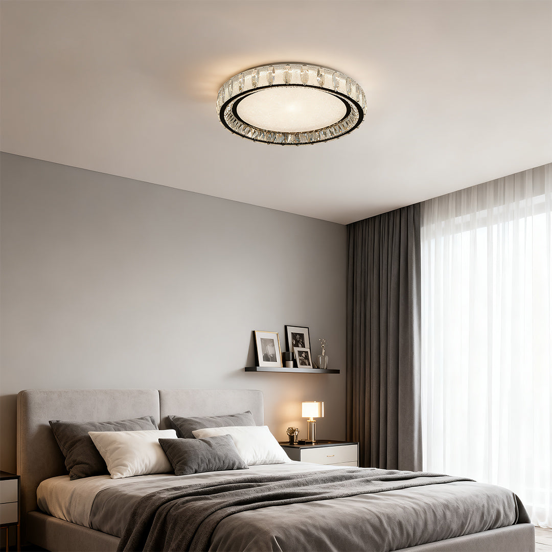 Chrome Flush Mount Light - Luxury Crystal Lighting for Home
