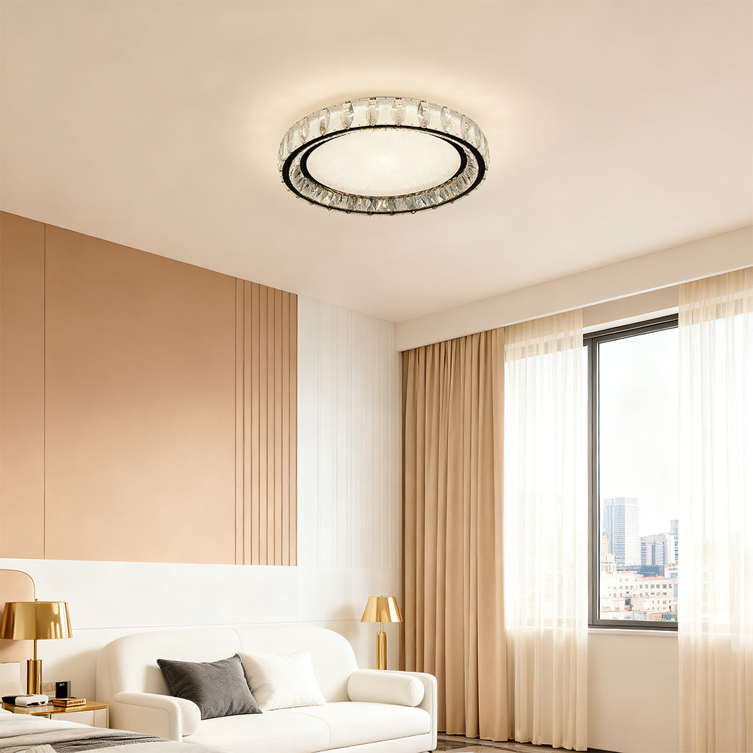 Chrome Flush Mount Light - Luxury Crystal Lighting for Home