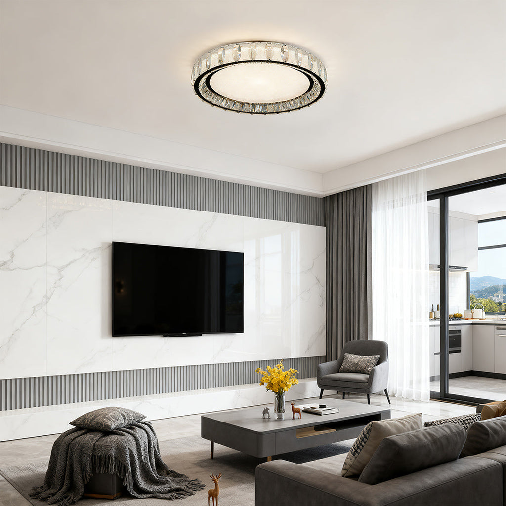 Chrome Flush Mount Light - Luxury Crystal Lighting for Home