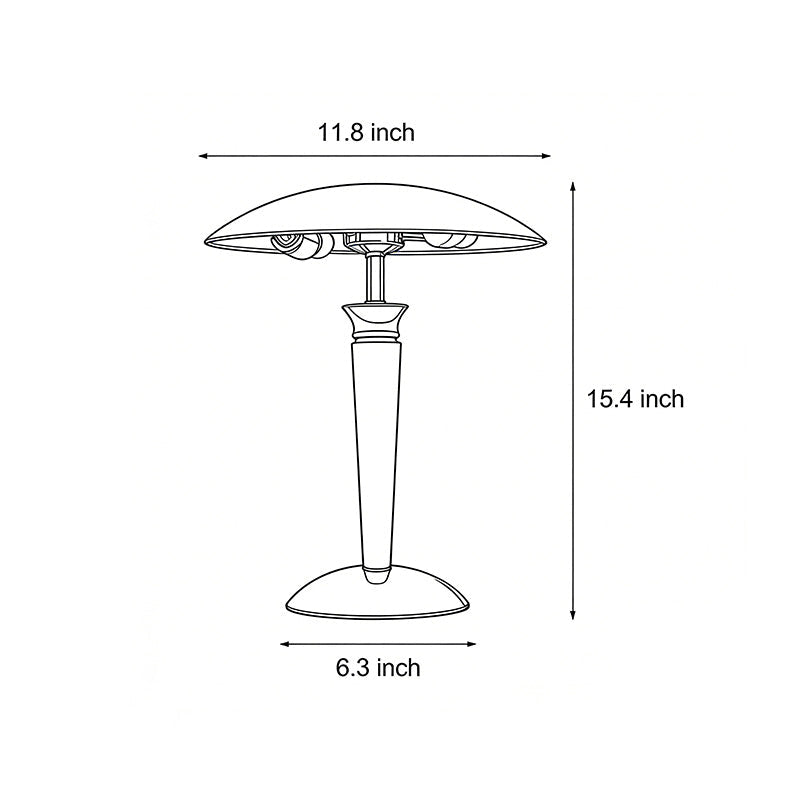 Chrome Mushroom Lamp with Retro Umbrella Design – Wooden Rod Accent Lighting