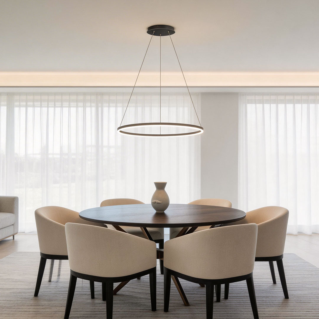 Black LED Ring Chandelier - Modern Aluminum Ceiling Light