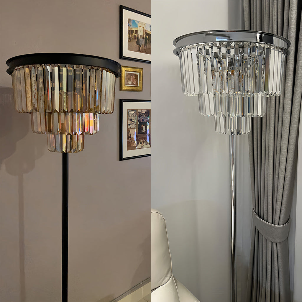 Floor Crystal Lamp - American Glamorous Decorative Standing Luxury Light