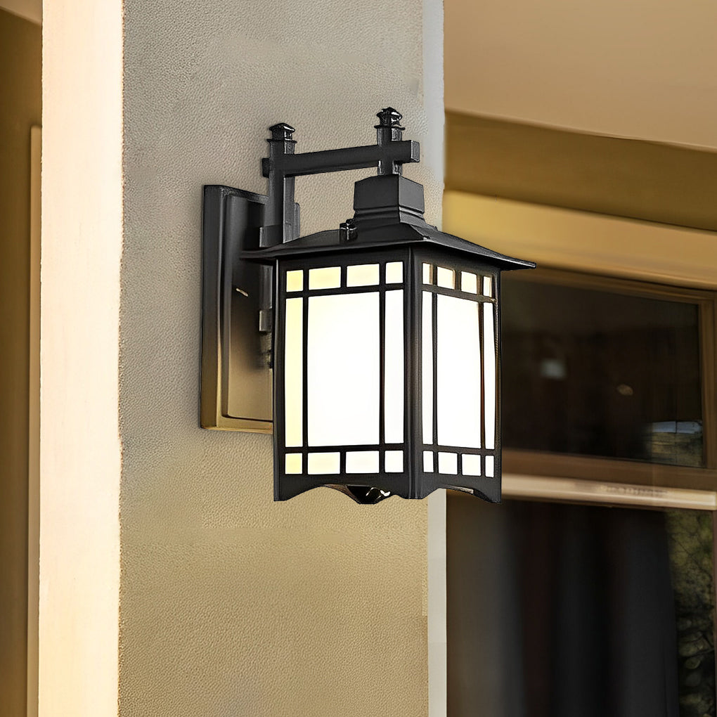 Retro LED Lantern Wall Sconce - Die-Cast Aluminum Glass Lamp
